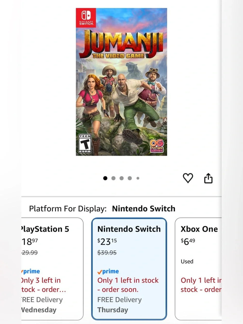 Jumanji: The Video Game — Nintendo Switch (Multicolor Cover)